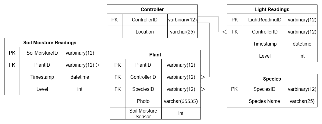 UML of the database